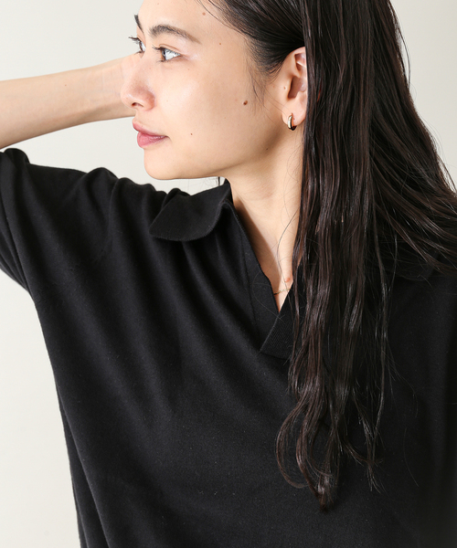 セール】【FOLL / フォル】コットンシルクスキッパーニットポロシャツ