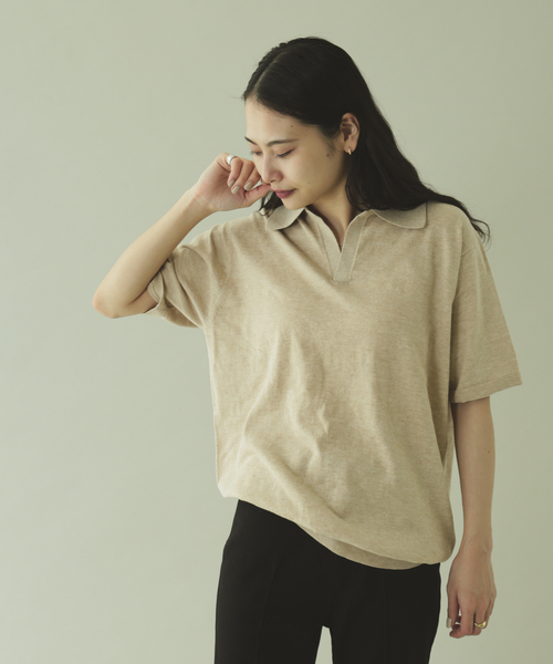 セール】【FOLL / フォル】コットンシルクスキッパーニット