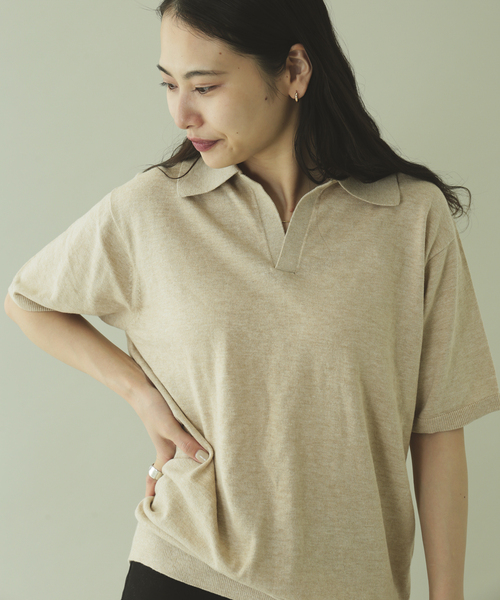 phlannel  スキッパー　ニット　ポロシャツ MinoriTY セーター ニット 「MinoriTY」袖バルーン7Gスキッパー