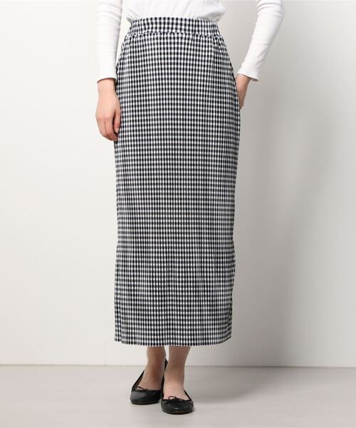 Per sist ence(パーシエンス)の「Per sist ence/パーシエンス ギンガムチェック楊柳プリーツスカート(スカート・レディース・ブラック/グリーン・FREE)」の1枚目の写真