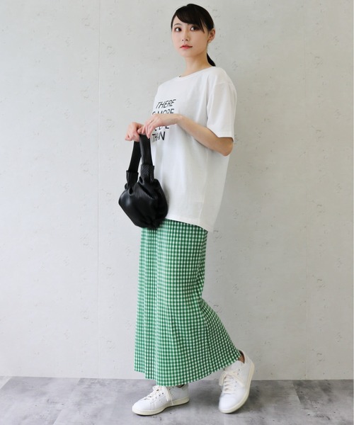 Per sist ence(パーシエンス)の「Per sist ence/パーシエンス ギンガムチェック楊柳プリーツスカート(スカート・レディース・ブラック/グリーン・FREE)」の5枚目の写真