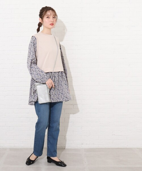 Cutie Blonde（キューティーブロンド）の「◆レイヤード風花柄チュニック（チュニック・レディース・ネイビー/サンドベージュ/イエロー系その他・02/03/01）」の18枚目の写真