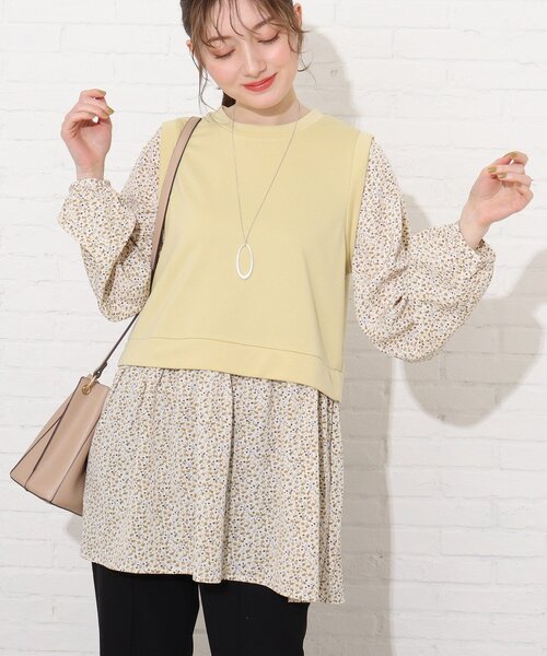 Cutie Blonde（キューティーブロンド）の「◆レイヤード風花柄チュニック（チュニック・レディース・ネイビー/サンドベージュ/イエロー系その他・02/03/01）」の21枚目の写真