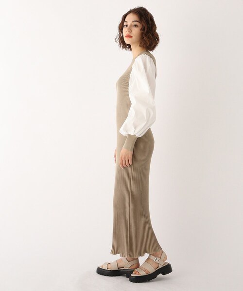 OPAQUE.CLIP（オペークドットクリップ）の「◆【C】ドッキングボリュームスリーブ リブニット（ワンピース・レディース・ブラウン系その他/ブラック/ブルー・36/38）」の5枚目の写真