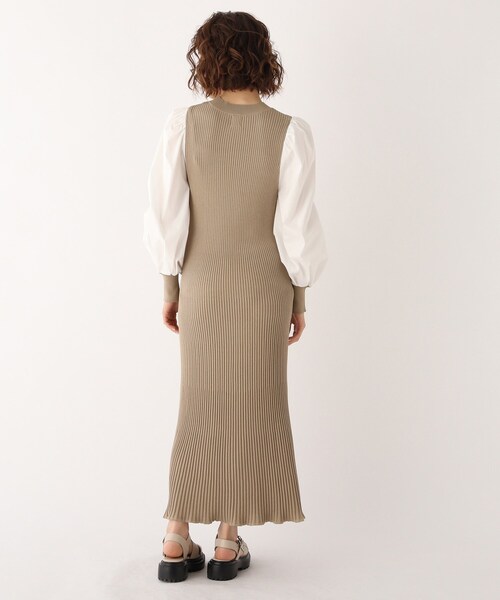 OPAQUE.CLIP（オペークドットクリップ）の「◆【C】ドッキングボリュームスリーブ リブニット（ワンピース・レディース・ブラウン系その他/ブラック/ブルー・36/38）」の6枚目の写真