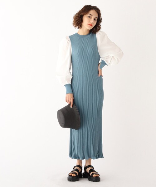 OPAQUE.CLIP（オペークドットクリップ）の「◆【C】ドッキングボリュームスリーブ リブニット（ワンピース・レディース・ブラウン系その他/ブラック/ブルー・36/38）」の13枚目の写真