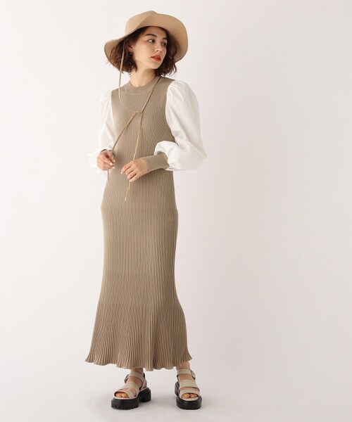 OPAQUE.CLIP（オペークドットクリップ）の「◆【C】ドッキングボリュームスリーブ リブニット（ワンピース・レディース・ブラウン系その他/ブラック/ブルー・36/38）」の15枚目の写真