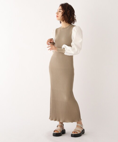 OPAQUE.CLIP（オペークドットクリップ）の「◆【C】ドッキングボリュームスリーブ リブニット（ワンピース・レディース・ブラウン系その他/ブラック/ブルー・36/38）」の21枚目の写真