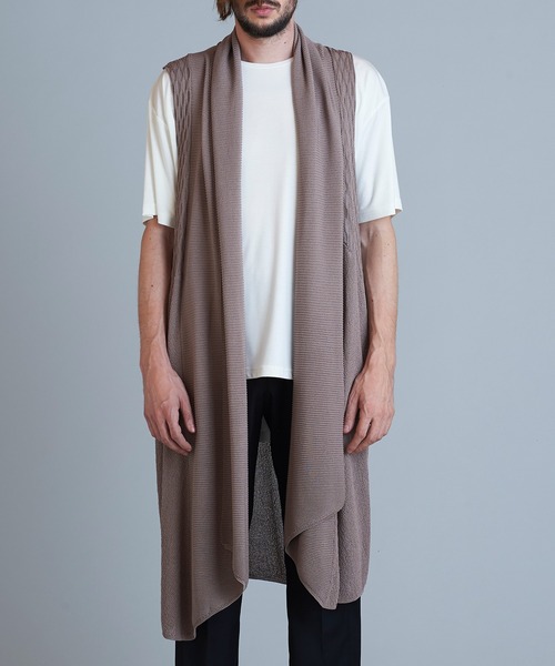 NO ID.（ノーアイディ）の「ノースリーブニットロングガウン（ニット/セーター・メンズ・ブラック/グレー/ベージュ・ONE SIZE）」の4枚目の写真