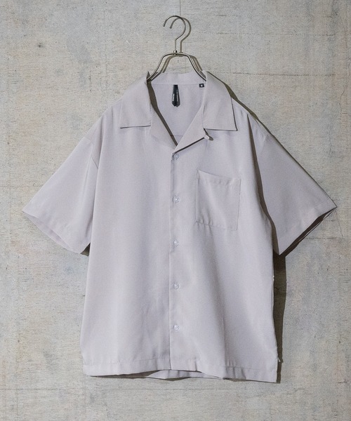 JOHN'S CLOSET（ジョンズクローゼット）の「【i】ポリ無地オープンカラーＳ／Ｓシャツ（シャツ/ブラウス・メンズ・ブラック/グレイッシュベージュ/グリーン/ホワイト/モカ/グレイッシュブルー・LARGE/X-LARGE/MEDIUM）」の5枚目の写真