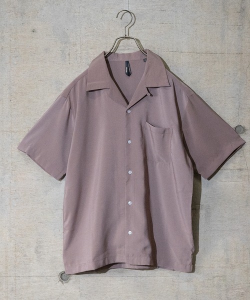 JOHN'S CLOSET（ジョンズクローゼット）の「【i】ポリ無地オープンカラーＳ／Ｓシャツ（シャツ/ブラウス・メンズ・ブラック/グレイッシュベージュ/グリーン/ホワイト/モカ/グレイッシュブルー・LARGE/X-LARGE/MEDIUM）」の4枚目の写真