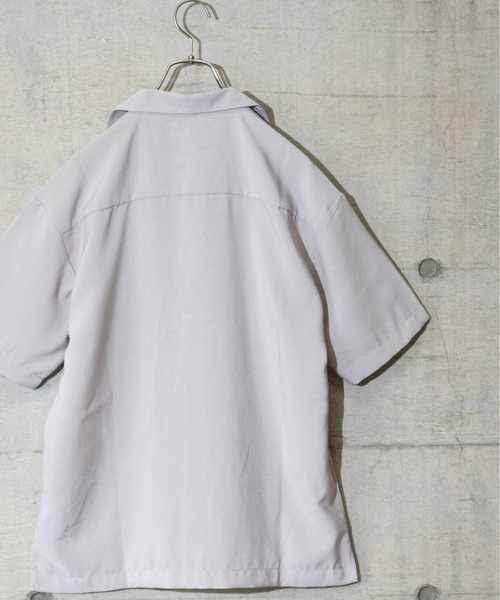 JOHN'S CLOSET（ジョンズクローゼット）の「【i】ポリ無地オープンカラーＳ／Ｓシャツ（シャツ/ブラウス・メンズ・ブラック/グレイッシュベージュ/グリーン/ホワイト/モカ/グレイッシュブルー・LARGE/X-LARGE/MEDIUM）」の10枚目の写真