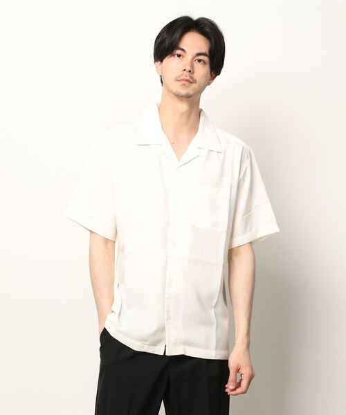 JOHN'S CLOSET（ジョンズクローゼット）の「【i】ポリ無地オープンカラーＳ／Ｓシャツ（シャツ/ブラウス・メンズ・ブラック/グレイッシュベージュ/グリーン/ホワイト/モカ/グレイッシュブルー・LARGE/X-LARGE/MEDIUM）」の13枚目の写真