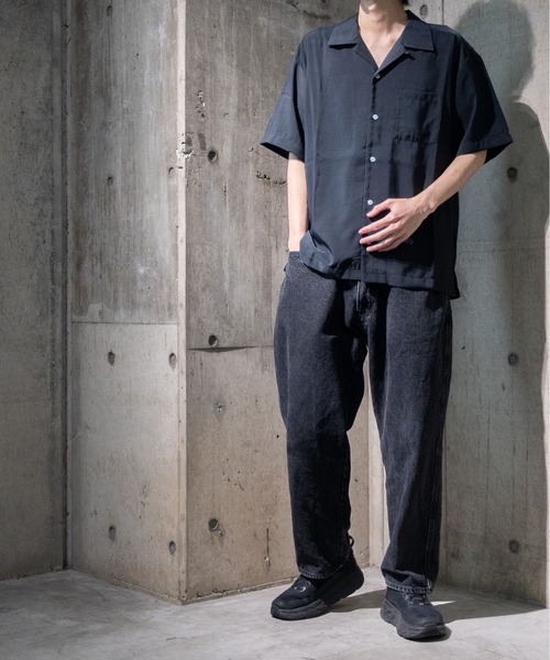 JOHN'S CLOSET（ジョンズクローゼット）の「【i】ポリ無地オープンカラーＳ／Ｓシャツ（シャツ/ブラウス・メンズ・ブラック/グレイッシュベージュ/グリーン/ホワイト/モカ/グレイッシュブルー・LARGE/X-LARGE/MEDIUM）」の16枚目の写真