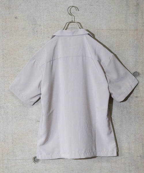 JOHN'S CLOSET（ジョンズクローゼット）の「【i】ポリ無地オープンカラーＳ／Ｓシャツ（シャツ/ブラウス・メンズ・ブラック/グレイッシュベージュ/グリーン/ホワイト/モカ/グレイッシュブルー・LARGE/X-LARGE/MEDIUM）」の22枚目の写真