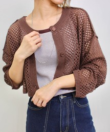 クロップド丈メッシュ2WAYカーデ