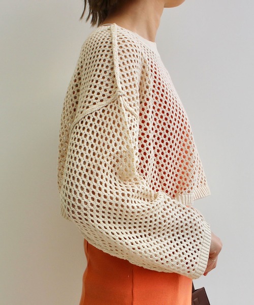 MLI'A(エムリア)の「クロップド丈メッシュ2WAYカーデ(Tシャツ/カットソー・レディース・ブラック/ブラウン/アイボリー/グレー系その他・M)」の6枚目の写真