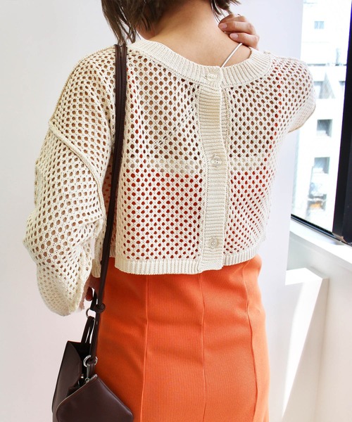 MLI'A(エムリア)の「クロップド丈メッシュ2WAYカーデ(Tシャツ/カットソー・レディース・ブラック/ブラウン/アイボリー/グレー系その他・M)」の8枚目の写真