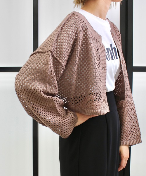 MLI'A(エムリア)の「クロップド丈メッシュ2WAYカーデ(Tシャツ/カットソー・レディース・ブラック/ブラウン/アイボリー/グレー系その他・M)」の18枚目の写真