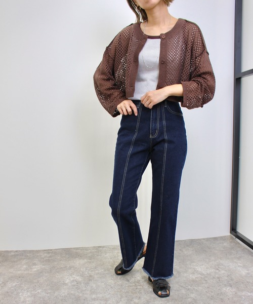 MLI'A(エムリア)の「クロップド丈メッシュ2WAYカーデ(Tシャツ/カットソー・レディース・ブラック/ブラウン/アイボリー/グレー系その他・M)」の22枚目の写真