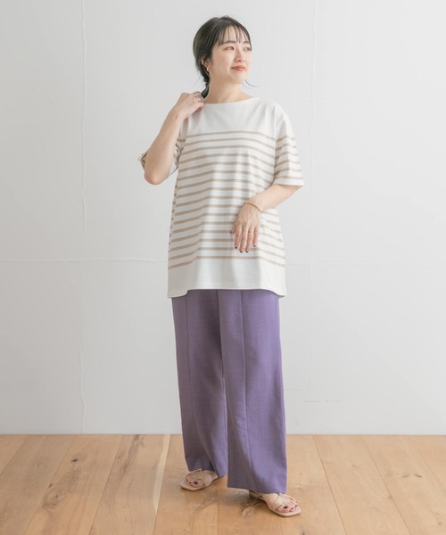 ITEMS URBANRESEARCH（アイテムズ アーバンリサーチ）の「パネルボーダーショートスリーブバスクシャツ（Tシャツ/カットソー・メンズ・ベージュ/ネイビー/ブラック・LARGE/MEDIUM）」の5枚目の写真