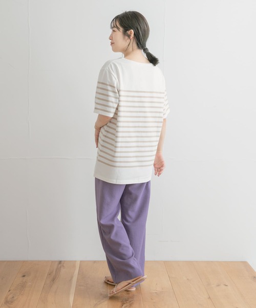 ITEMS URBANRESEARCH（アイテムズ アーバンリサーチ）の「パネルボーダーショートスリーブバスクシャツ（Tシャツ/カットソー・メンズ・ベージュ/ネイビー/ブラック・LARGE/MEDIUM）」の6枚目の写真