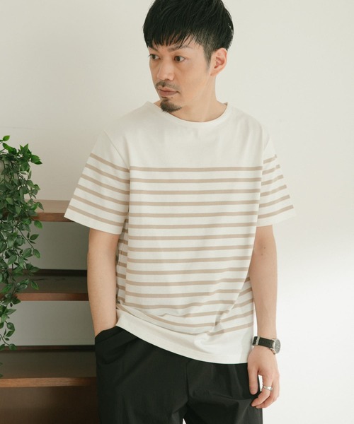 ITEMS URBANRESEARCH（アイテムズ アーバンリサーチ）の「パネルボーダーショートスリーブバスクシャツ（Tシャツ/カットソー・メンズ・ベージュ/ネイビー/ブラック・LARGE/MEDIUM）」の14枚目の写真