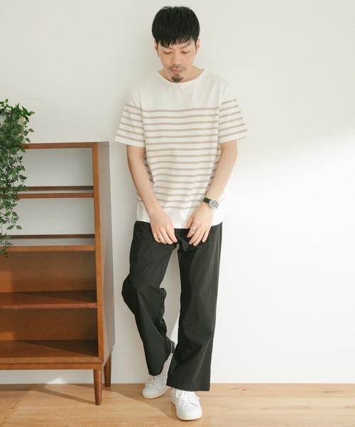 ITEMS URBANRESEARCH（アイテムズ アーバンリサーチ）の「パネルボーダーショートスリーブバスクシャツ（Tシャツ/カットソー・メンズ・ベージュ/ネイビー/ブラック・LARGE/MEDIUM）」の16枚目の写真