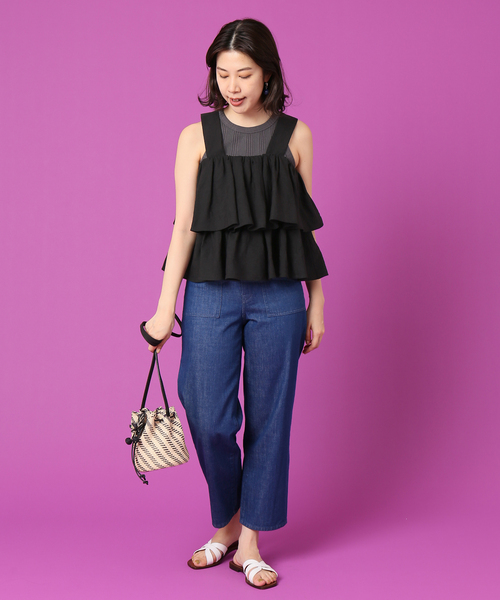 セール】IENA LA BOUCLE リネンウェザー段フリルブラウス セール】IENA LA BOUCLE リネンウェザー段フリルブラウス