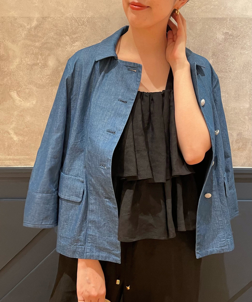 セール】IENA LA BOUCLE リネンウェザー段フリルブラウス
