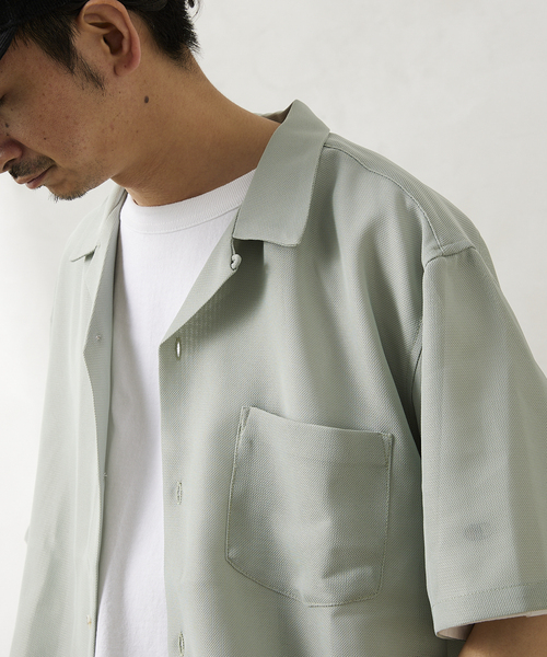 JOURNAL STANDARD relume(ジャーナルスタンダード レリューム)の「TEC/LENO CLOTH シャツ(シャツ/ブラウス・メンズ・ブラック/ライトグリーン/アイボリー/ブラウン系その他・MEDIUM/LARGE)」の4枚目の写真