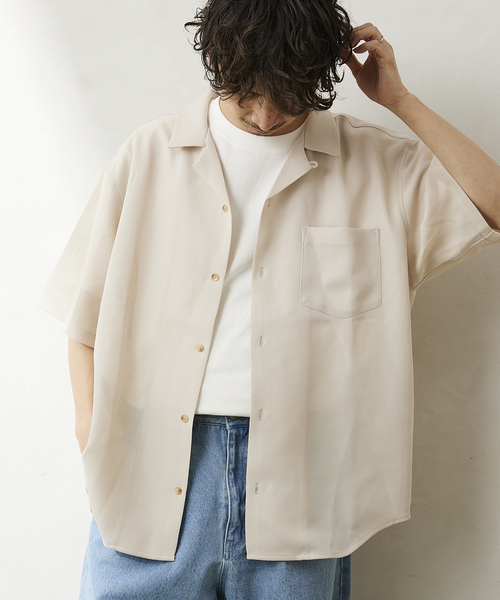 JOURNAL STANDARD relume(ジャーナルスタンダード レリューム)の「TEC/LENO CLOTH シャツ(シャツ/ブラウス・メンズ・ブラック/ライトグリーン/アイボリー/ブラウン系その他・MEDIUM/LARGE)」の8枚目の写真