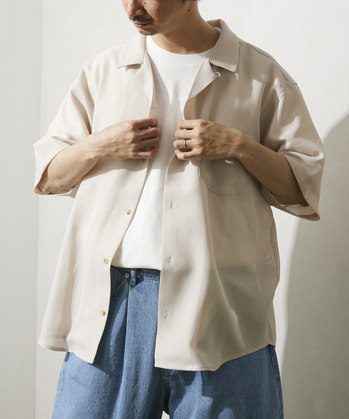 JOURNAL STANDARD relume(ジャーナルスタンダード レリューム)の「TEC/LENO CLOTH シャツ(シャツ/ブラウス・メンズ・ブラック/ライトグリーン/アイボリー/ブラウン系その他・MEDIUM/LARGE)」の10枚目の写真