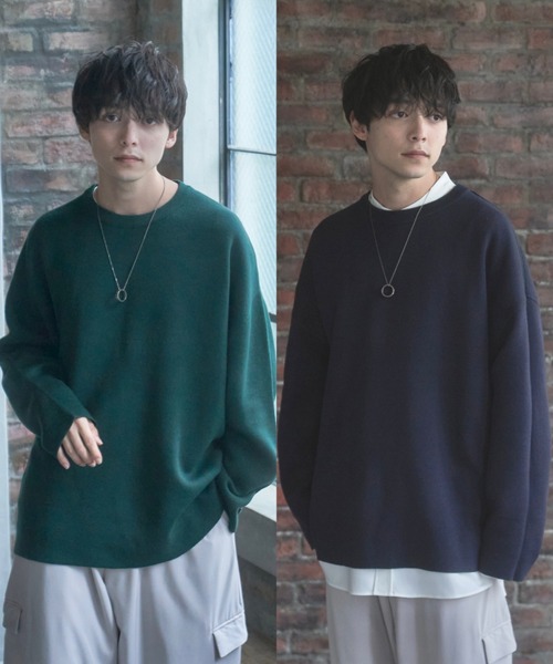 Alpinus（アルピナス）の「Alpinus - fluffy loose reversible knit / フラフィールーズリバーシブルニット（ニット/セーター・メンズ・ホワイト/グリーン・SMALL/MEDIUM）」の2枚目の写真