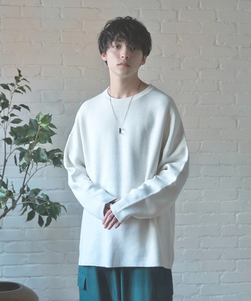 Alpinus（アルピナス）の「Alpinus - fluffy loose reversible knit / フラフィールーズリバーシブルニット（ニット/セーター・メンズ・ホワイト/グリーン・SMALL/MEDIUM）」の3枚目の写真