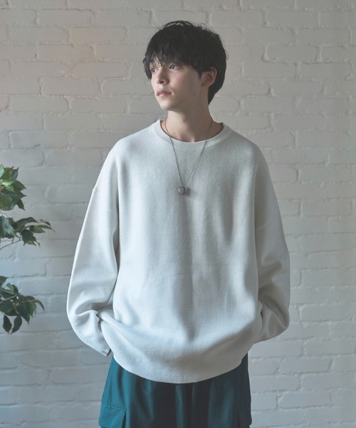 Alpinus（アルピナス）の「Alpinus - fluffy loose reversible knit / フラフィールーズリバーシブルニット（ニット/セーター・メンズ・ホワイト/グリーン・SMALL/MEDIUM）」の4枚目の写真