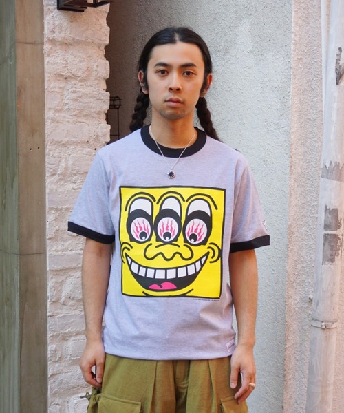 乱痴気(ランチキ)の「【DAZE'N HAZE】T-SHIRTS - BOB /リンガーT(Tシャツ/カットソー・メンズ・杢グレー/ホワイト×ネイビー・L/M)」の1枚目の写真