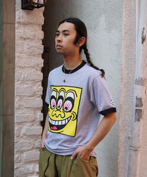 乱痴気(ランチキ)の「【DAZE'N HAZE】T-SHIRTS - BOB /リンガーT(Tシャツ/カットソー・メンズ・杢グレー/ホワイト×ネイビー・L/M)」の3枚目の写真