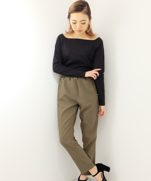 EVRIS（エヴリス）の「スクエアネックロンＴ（Tシャツ/カットソー・レディース・ホワイト/ブラック/カーキ・FREE）」の2枚目の写真