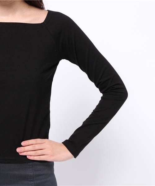 EVRIS（エヴリス）の「スクエアネックロンＴ（Tシャツ/カットソー・レディース・ホワイト/ブラック/カーキ・FREE）」の8枚目の写真