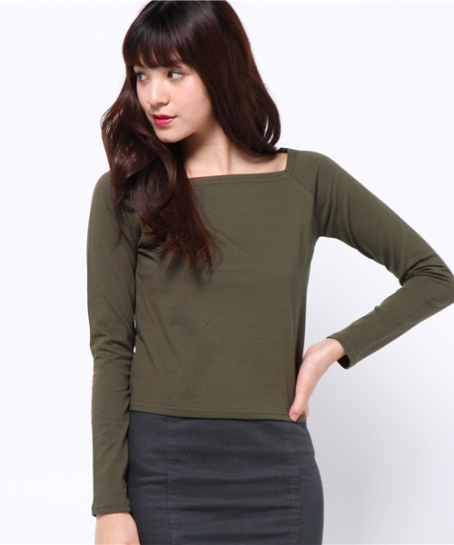 EVRIS（エヴリス）の「スクエアネックロンＴ（Tシャツ/カットソー・レディース・ホワイト/ブラック/カーキ・FREE）」の11枚目の写真