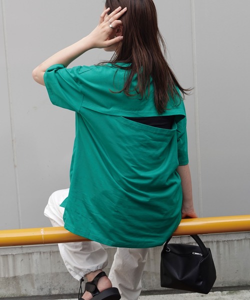 CORNERS(コーナーズ)の「バックオープンTシャツ(Tシャツ/カットソー・レディース・オフホワイト/ブラック/ピンク/グリーン・FREE)」の15枚目の写真