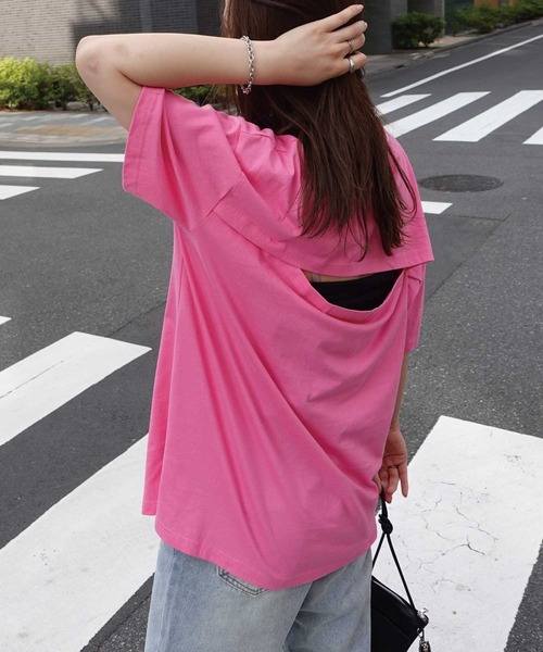 CORNERS(コーナーズ)の「バックオープンTシャツ(Tシャツ/カットソー・レディース・オフホワイト/ブラック/ピンク/グリーン・FREE)」の18枚目の写真