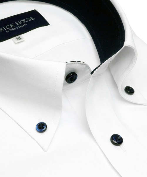 TOKYO SHIRTS（トウキョウシャツ）の「透け防止プラス 形態安定ノーアイロン ボタンダウン 半袖ビジネスワイシャツ（ビジネスシャツ・メンズ・ホワイト/ブルー・首回り43cm/首回り41cm/首回り37cm/首回り39cm/首回り42cm）」の4枚目の写真