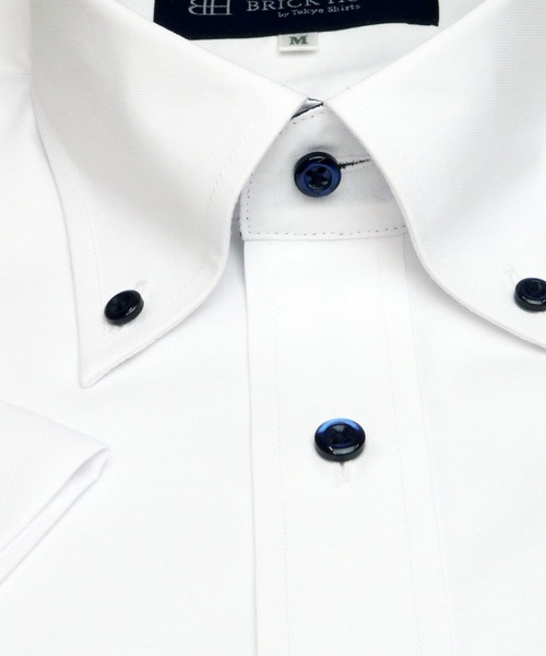 TOKYO SHIRTS（トウキョウシャツ）の「透け防止プラス 形態安定ノーアイロン ボタンダウン 半袖ビジネスワイシャツ（ビジネスシャツ・メンズ・ホワイト/ブルー・首回り43cm/首回り41cm/首回り37cm/首回り39cm/首回り42cm）」の5枚目の写真