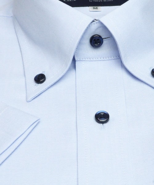 TOKYO SHIRTS（トウキョウシャツ）の「透け防止プラス 形態安定ノーアイロン ボタンダウン 半袖ビジネスワイシャツ（ビジネスシャツ・メンズ・ホワイト/ブルー・首回り43cm/首回り41cm/首回り37cm/首回り39cm/首回り42cm）」の7枚目の写真
