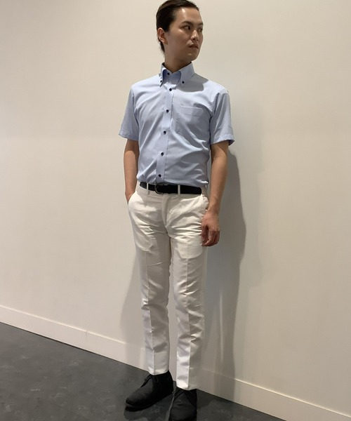 TOKYO SHIRTS（トウキョウシャツ）の「透け防止プラス 形態安定ノーアイロン ボタンダウン 半袖ビジネスワイシャツ（ビジネスシャツ・メンズ・ホワイト/ブルー・首回り43cm/首回り41cm/首回り37cm/首回り39cm/首回り42cm）」の12枚目の写真