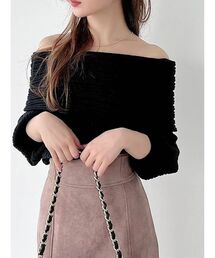 RESEXXY | オフショルルーズニットトップス(ニット/セーター)