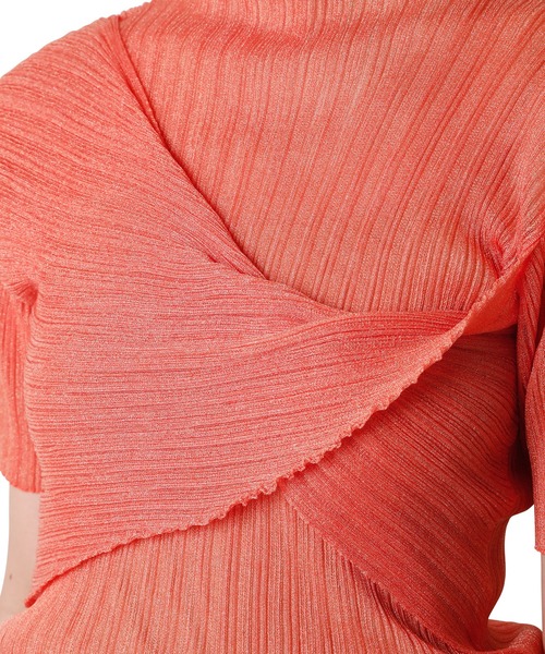 LE CIEL BLEU（ルシェルブルー）の「シアープリーツツイストニット / Sheer Pleats Twisted Knit（ニット/セーター・レディース・チャコールグレー/オフホワイト/オレンジ・36）」の6枚目の写真