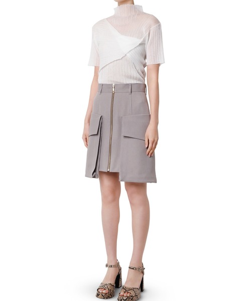 LE CIEL BLEU（ルシェルブルー）の「シアープリーツツイストニット / Sheer Pleats Twisted Knit（ニット/セーター・レディース・チャコールグレー/オフホワイト/オレンジ・36）」の21枚目の写真